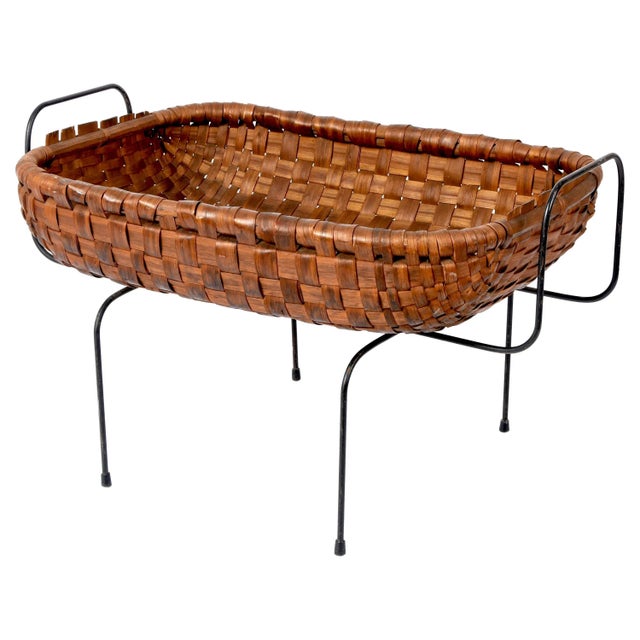 Mid-Century Italian Chestnut, Wood Metal & Brass Magazine Rack, 1960s For Sale - Image 17 of 17