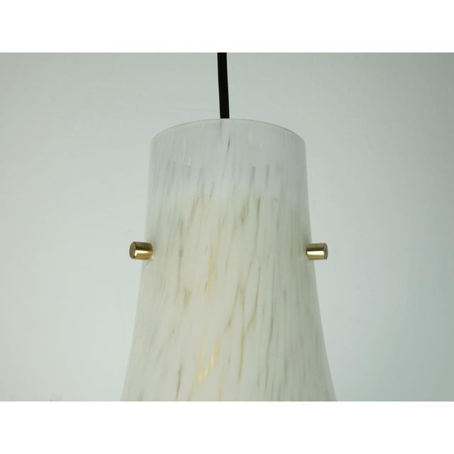 White Large Vintage Pendant Light from Glashütte Limburg, 1970s For Sale - Image 8 of 11