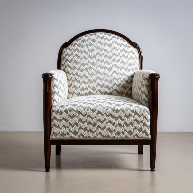 Early-20th Century Pair of Art Deco Armchairs, France For Sale - Image 4 of 12