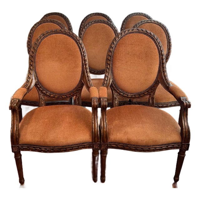 Set of 8 Marge Carson Louis XVI Style Dining Chairs For Sale
