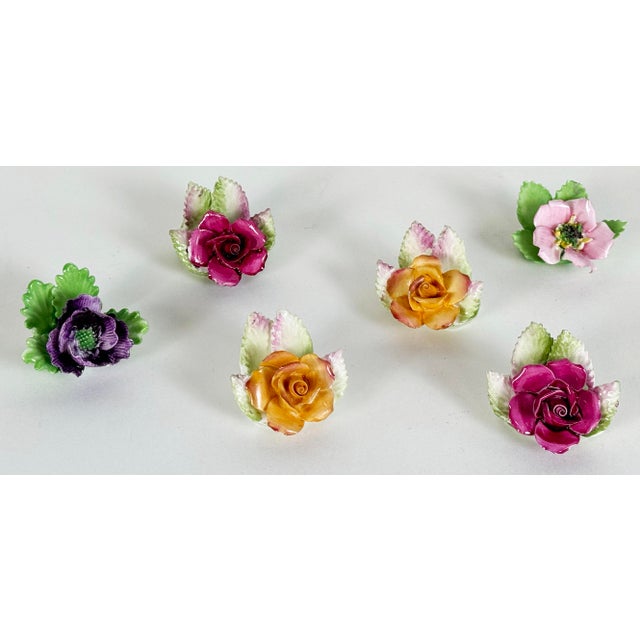 Beautiful set of (6) six English bone china place card holders. Hand made in England in a variety of pink, yellow and...