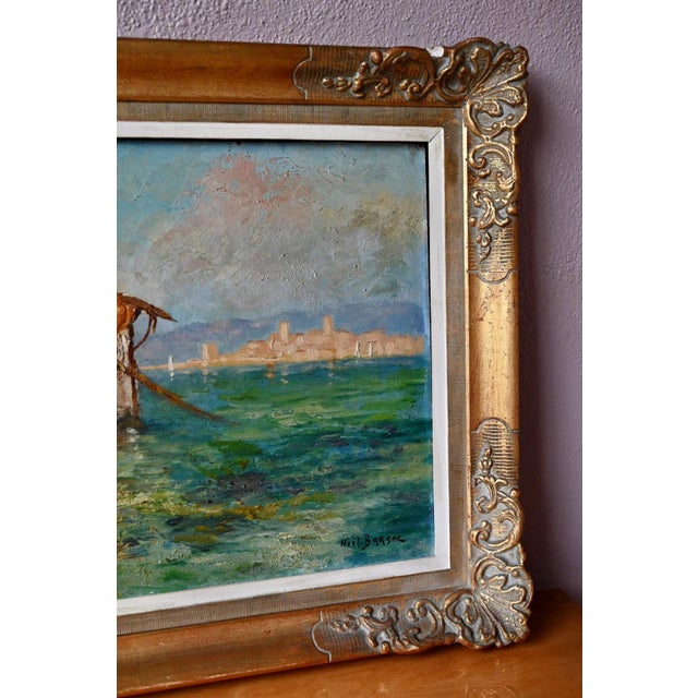 Noël Barsac, Mediterranean Fishing Scene, 1950s, Oil on Canvas For Sale - Image 7 of 12