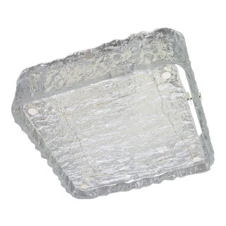 German Square Murano Ice Glass Flush Mount from Kaiser, 1970s For Sale