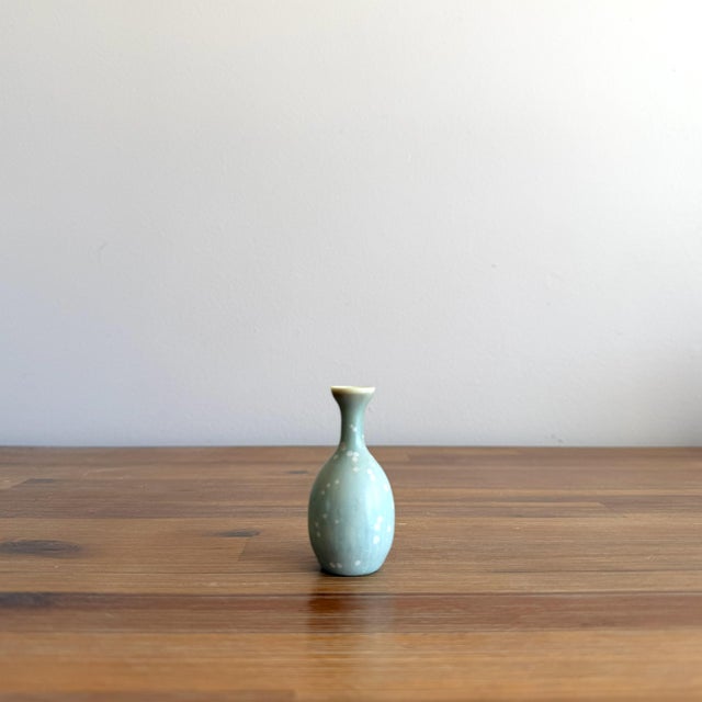 Vintage miniature ceramic vase designed by Gunnar Nylund for Rörstrand, Sweden, dating approximately to the 1950s–60s. The...