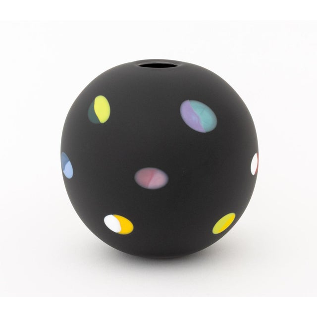 Kliszewski Glass "Maude" Art Glass Vase, by Bob and Laurie Kliss, with polychrome inclusions on a black ground, signed to...