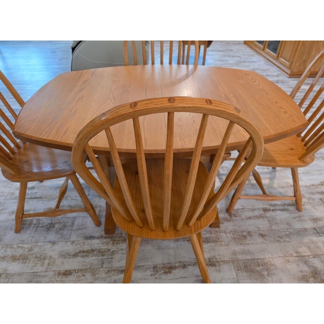 Hunt Country Furniture Oak Dining Extension Table & Chairs For Sale - Image 4 of 12