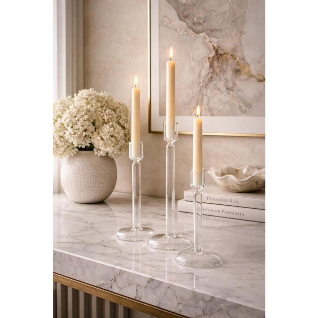 A refined and sculptural set of three Italian modern candleholders designed by Aldo Cibic for Paola C., expertly crafted...