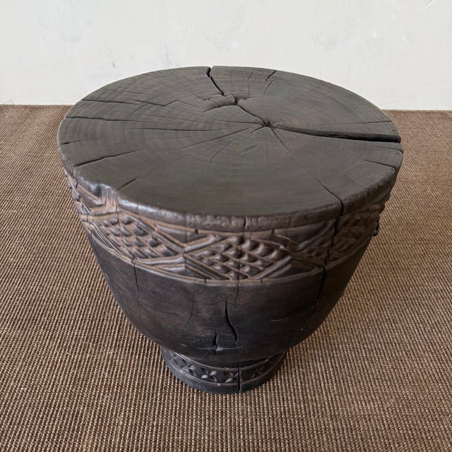 Gio Solid Walnut Carved Side Table 17.5" For Sale - Image 4 of 7