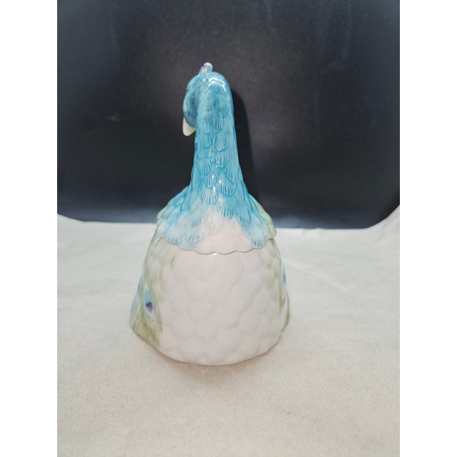 Art Deco Edie Rose Home Peacock Collection 6" Figurine Trinket Box W/Lid Fitz & Floyd For Sale - Image 3 of 5