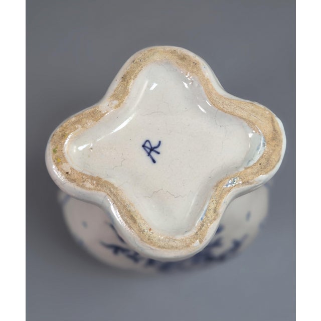 Ceramic Antique French Blue and White Faience Vases from Desvres, Fourmaintraux-Courquin, 1880s, Set of 2 For Sale - Image 7 of 10