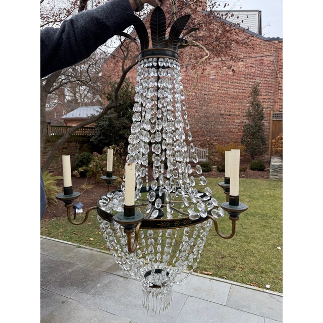 Vaughan Tole and Crystal Chandelier —Two Available For Sale - Image 10 of 11