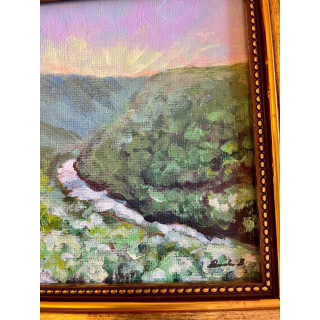 New River Gorge at Dusk, Appalachian River Landscape, Original Framed Painting For Sale In Cincinnati - Image 6 of 8