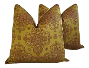 Custom Cohama Hand-Printed Silk Feather & Down Pillows - A Pair