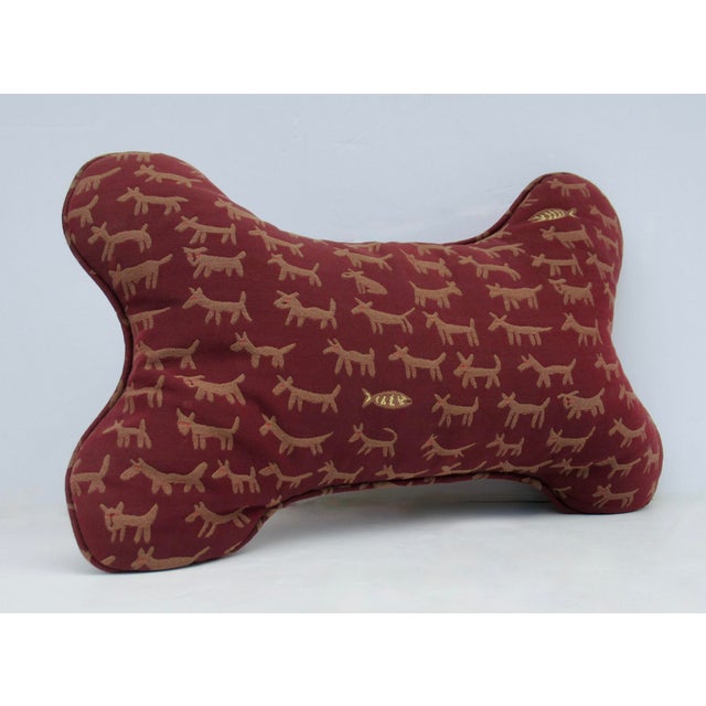 Contemporary Vintage Donghia "Housepets," Textile Doggy-Bone Shaped, Accent Pillow -Down Fill For Sale - Image 3 of 8