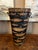 Cabin Vintage English Planter Jardiniere Urn Fish Decoupage Black Tole Lodge Décor For Sale - Image 3 of 18