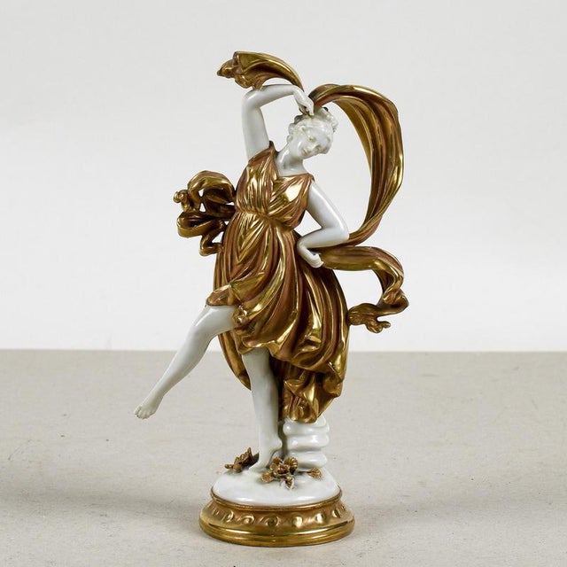 Capodimonte Dancer in Gold-Plated Enameled Ceramic For Sale - Image 9 of 9