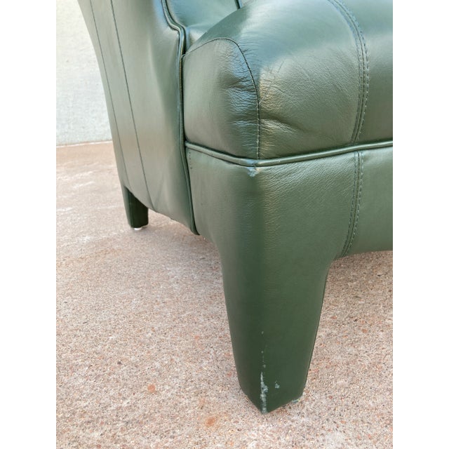 Late 20th Century Neotraditional Fully Upholstered Leather Lounge Chair Manner of John Hutton for Donghia For Sale - Image 10 of 13