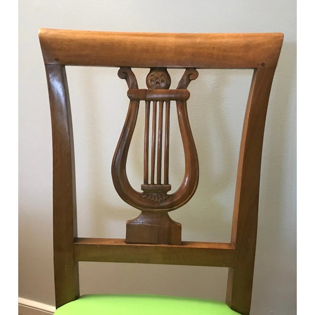 Charming pair of Directoire chairs, Western France, Strassburg region 1810-1820, cherrywood. The chairs are in very good...