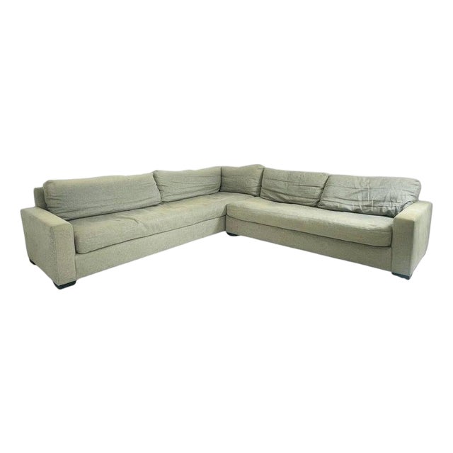 Restoration Hardware Linen 2-Piece Sectional Sofa, Modern Rh Corner Couch For Sale