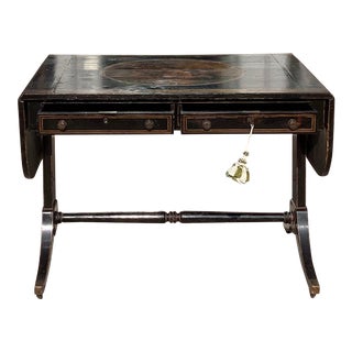 Antique Regency Drop Leaf Chinoiserie Decorated Table For Sale