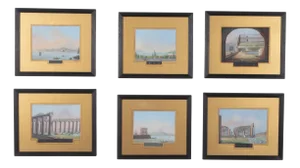 Grand Tour Scenes, 19th Century, Gouaches, Set of 6