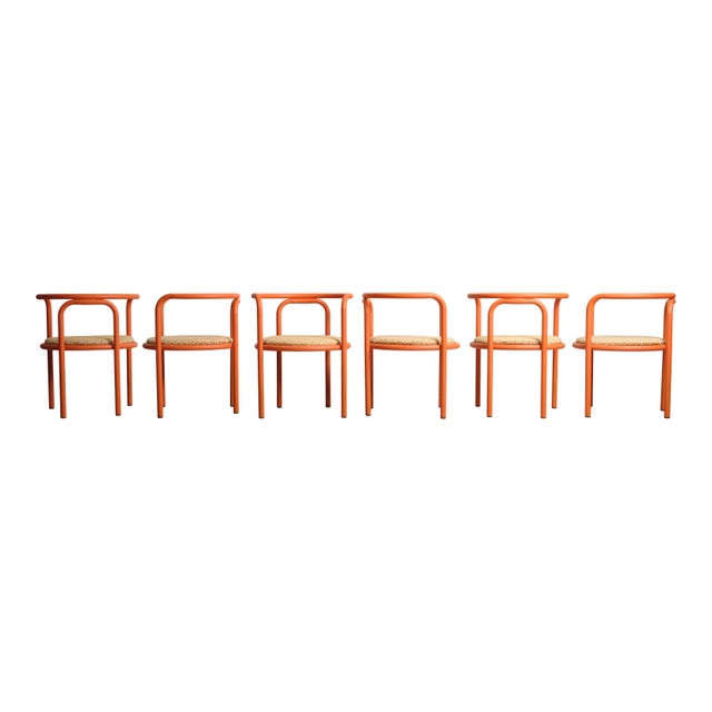 Mid-Century Modern Orange Locus Solus Armchairs by Gae Aulenti for Poltronova, Italy, 1967, Set of 6 For Sale - Image 3 of 18