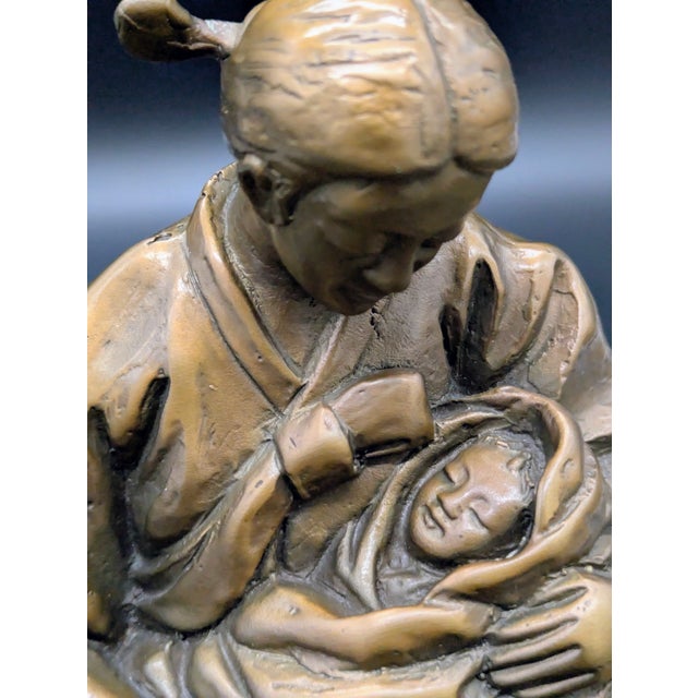 Vintage Korean Bronze Sculpture: "Sleeping Child" Signed by Artist For Sale - Image 9 of 9