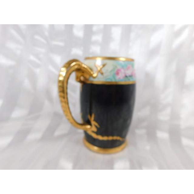 Black 1960s Signed Floral Mug With Dragon Handle For Sale - Image 8 of 9