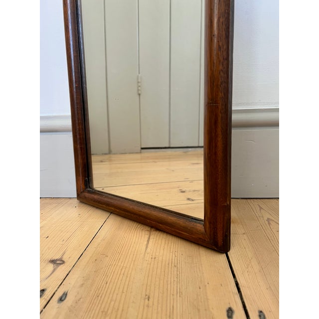 Tall Narrow Antique Wooden Scallop Frame Mirror, France, 1920s For Sale - Image 10 of 13