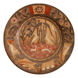 Vintage Mexican Hand-Painted Terracotta Wall Plate by Amado Galvan, 1970s