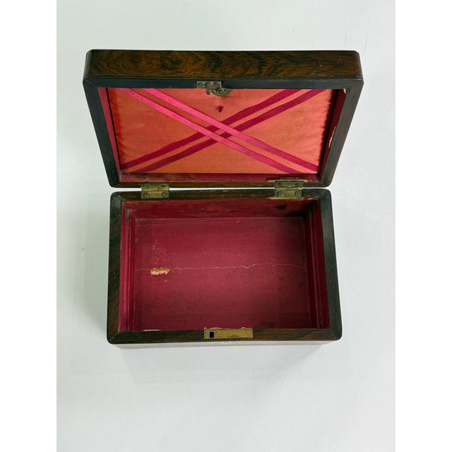 Late 19th Century Rosewood Box With Delicate Mother of Pearl Detail With Key For Sale - Image 5 of 5