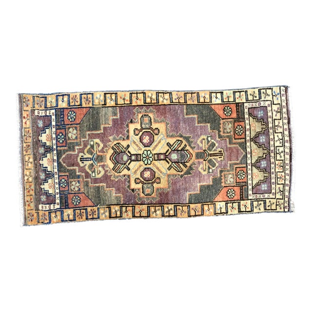 1960s Vintage Oushak Multicolor Hand Knotted Rug For Sale