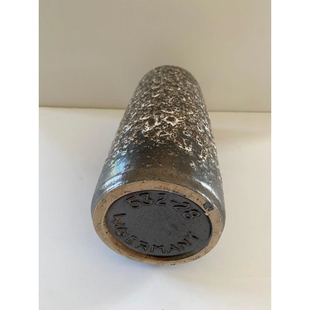Mid-Century Modern 1960s West Germany Mid-Century Brown & Cream Bubbled Fat Lava Glazed Ceramic Vase For Sale - Image 3 of 4