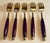 Mid 20th Century Rosewood & Brass Small Desert H'Ordreves Forks Flatware Set of 5 For Sale - Image 6 of 11