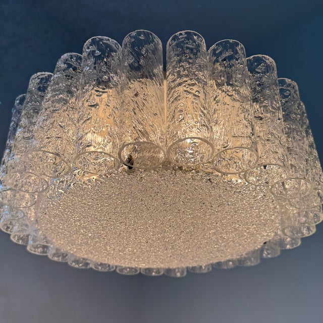 Vintage German Ice Glass Ceiling Lamp from Doria Leuchten, Germany, 1970s For Sale - Image 11 of 18