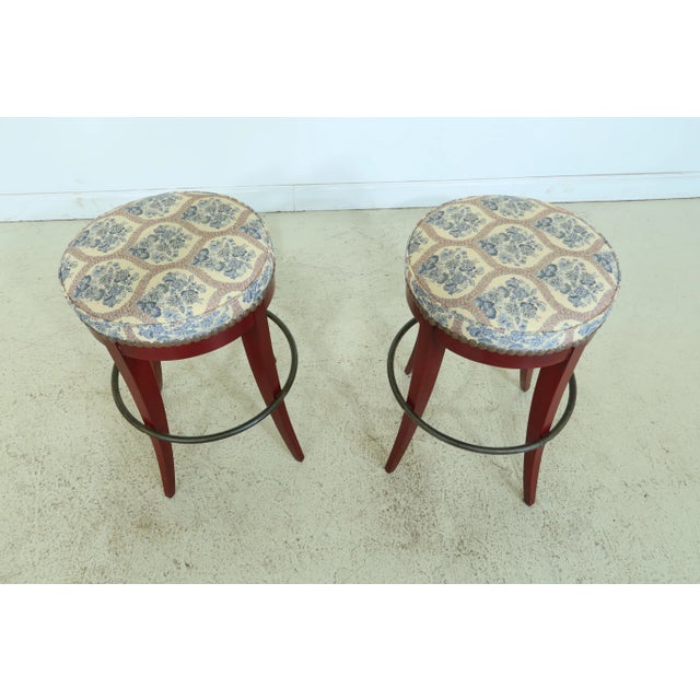 Approx: 10 Years Old High Quality Construction Tack Head Trim Clean Upholstered Seats ‘Aged’ Metal Foot Rest Nice Red...