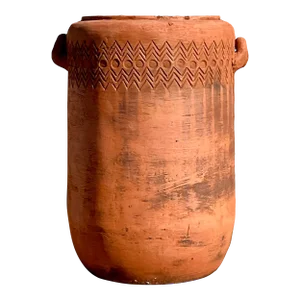Vintage Boho Chevron Stripe Terra Cotta Planter