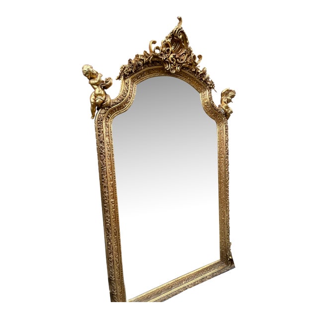 Gorgeous Monumental Louis XV Style Gilt Floor Mirror For Sale