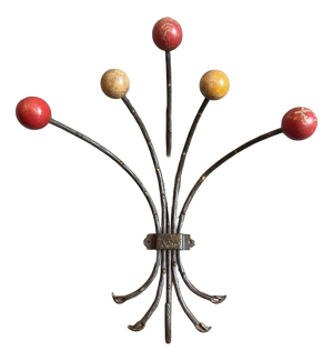 Vintage French Wall Coat Rack with Wooden Balls, 1960s