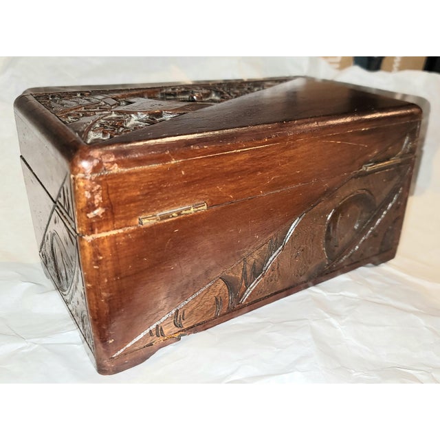 1960s Carved Jewelry Whatnot Box For Sale - Image 9 of 10