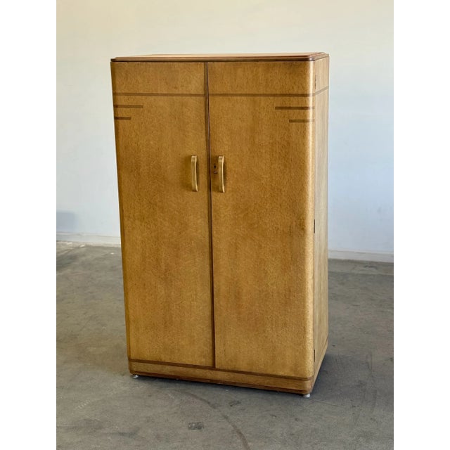 1980s 1980s Art Deco Armoire in Birds Eye For Sale - Image 5 of 12