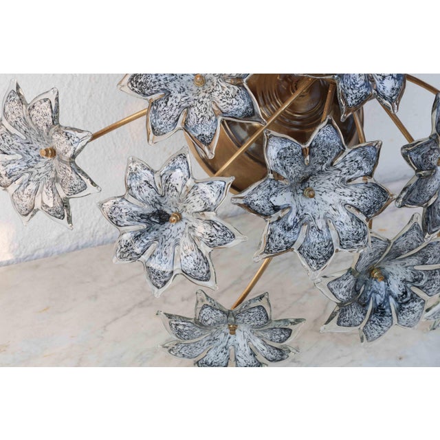 1970s Large Murano Vintage Ceiling Light Black Flowers For Sale - Image 12 of 17