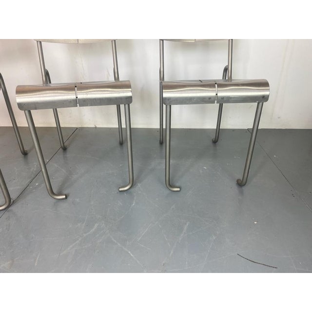 Modernist Architectural Stainless Steel Dining Chairs, 1980s, Set of 4 For Sale - Image 4 of 14