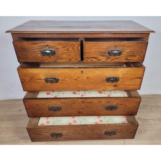 Edwardian Drop Handle Chest of 2 Drawers in Oak, 1910s For Sale - Image 9 of 18