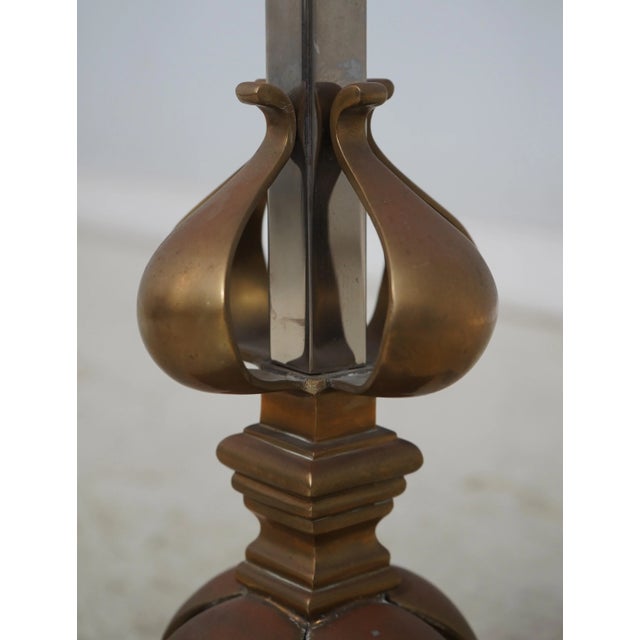 1980s Steel & Brass Quality Floor Lamp W. Shade For Sale - Image 5 of 13
