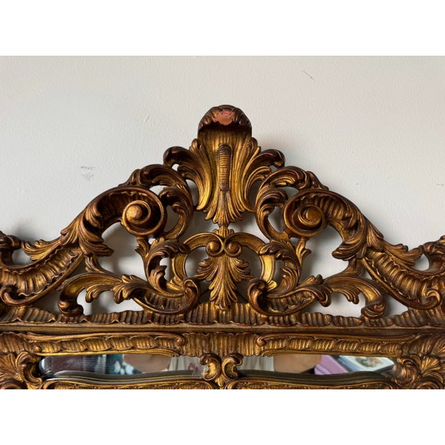 Gold 1960s Italian Hollywood Regency Gilt Carved Wood Wall Mirror/ Sold For Sale - Image 8 of 12