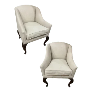 Upholstered Belgian Linen Chairs 19th Century - Set of 2