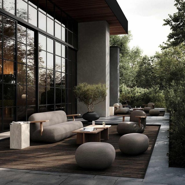 Not Yet Made - Made To Order Toe Sofa in Stone Gray Teak and Outdoor Fabric by Tommy Hyldahl For Sale - Image 5 of 8