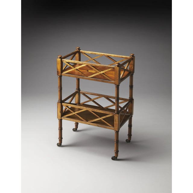 Traditional Foster 2-Tier Bar Cart, Medium Brown For Sale - Image 3 of 4