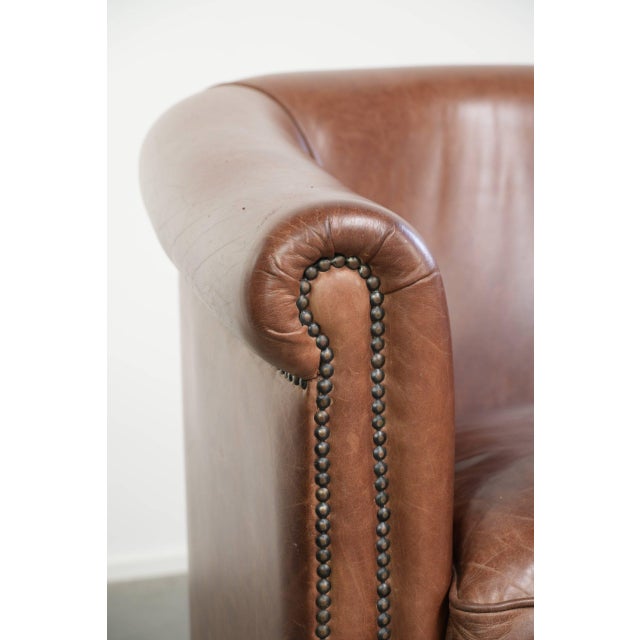 English-Style Club Chair in Cowhide Leather For Sale - Image 10 of 12